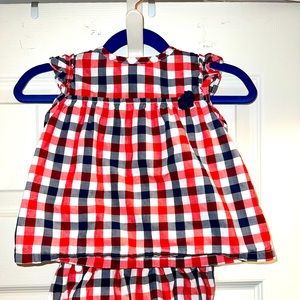 Carters Gingham Patriotic Dress with diaper cover